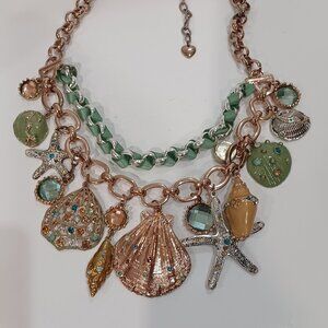 Mermaid Sea Shells Charm Necklace Rose Gold